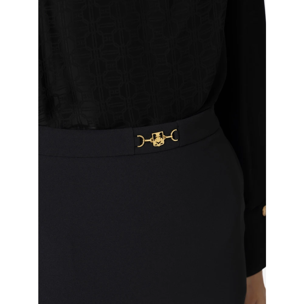 Elisabetta Franchi Zwarte Midi Rok met Franse Zakken Black Dames