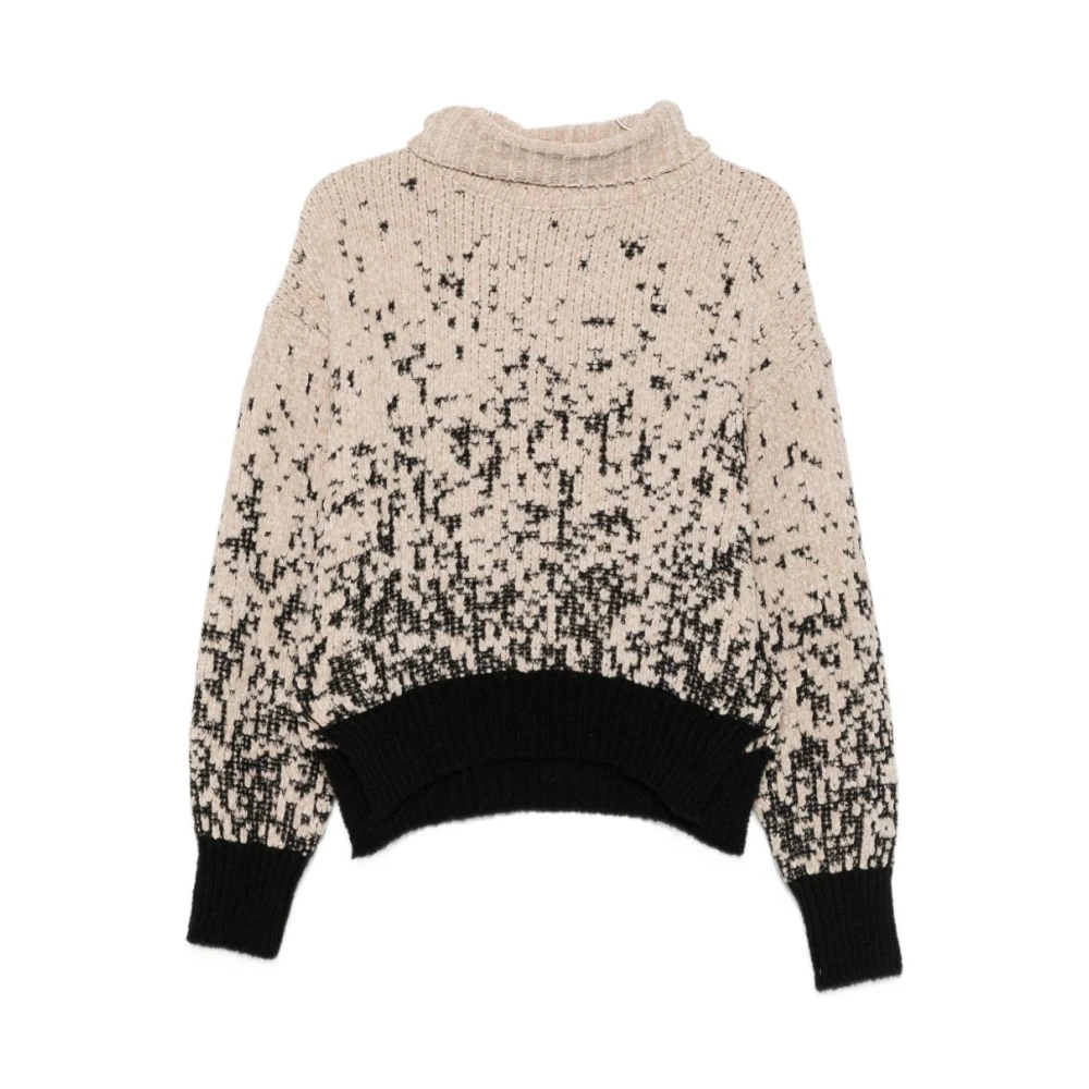 Alysi Intarsia Roll Neck Jumper - Female - Turtlenecks - Beige - S - Knitwear
