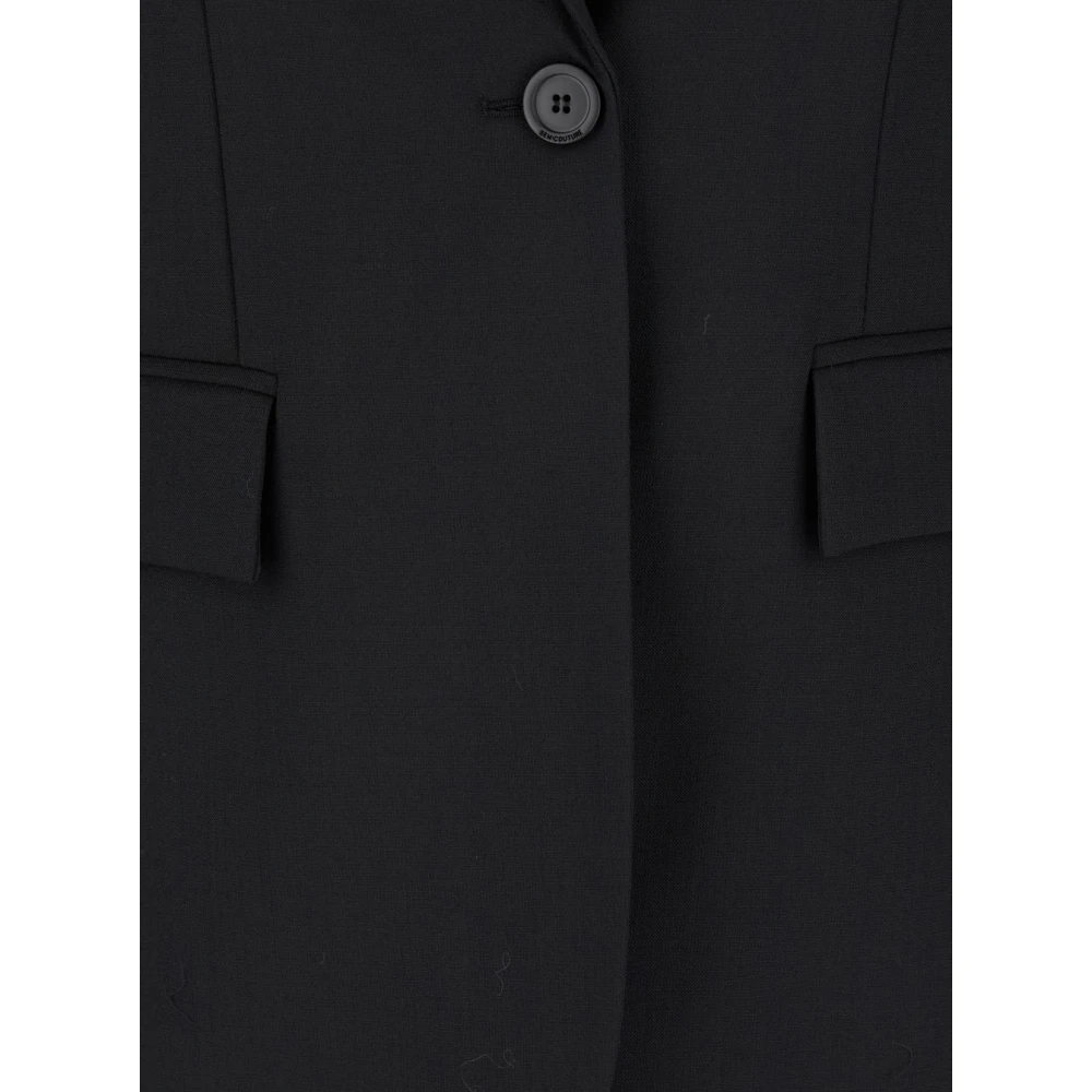 Semicouture Zwarte Single-Breasted Jas met Zakken Black Dames