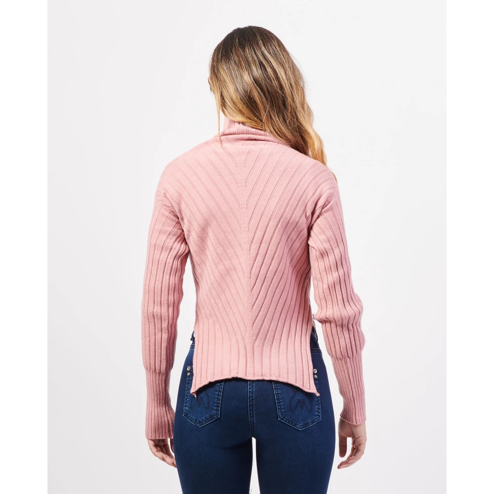 Jijil Roze Gebreide Trui met Hoge Hals Pink Dames