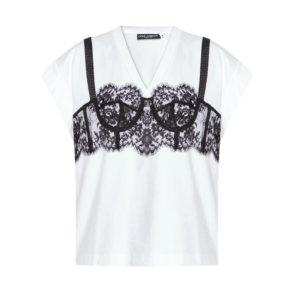 Dolce & Gabbana T-shirt met bralette-details White Dames