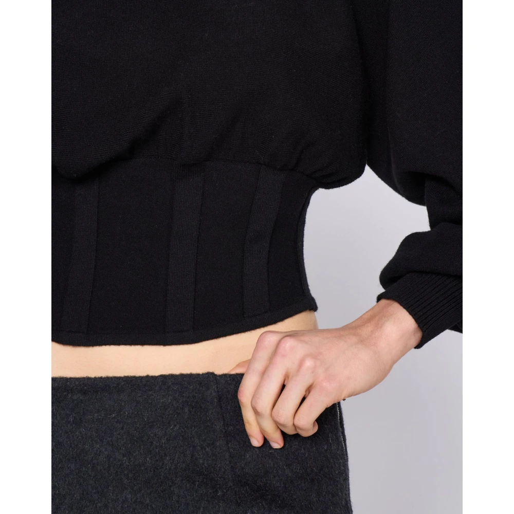 Silvian Heach Puff Sleeve Round Neck Sweater Black Dames