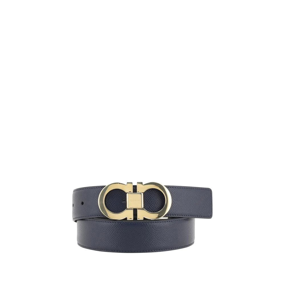 Salvatore Ferragamo Omkeerbare Leren Riem met Gancini Gesp Blue Heren