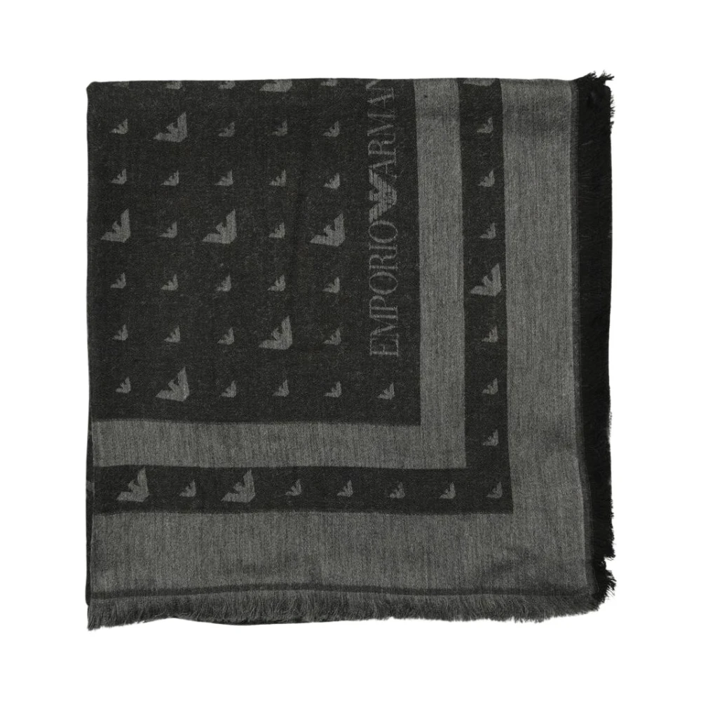 Emporio Armani Men's Gray Patterned Scarf
