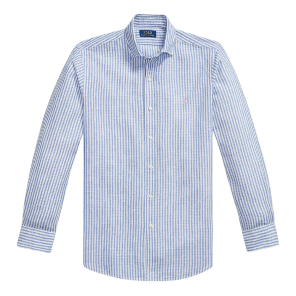 Ralph Lauren Men's Blue Custom Fit Striped Seersucker Shirt
