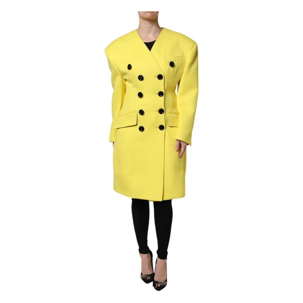 Dolce & Gabbana Women's Yellow Double Breasted Trench Coat Jacket - Double-Breasted Coats - Xs - Coats