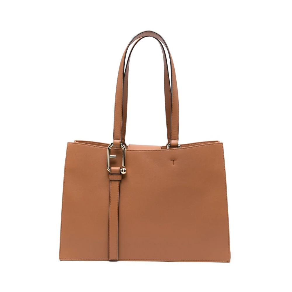 Furla Kameelbruine leren schoudertas Brown Dames