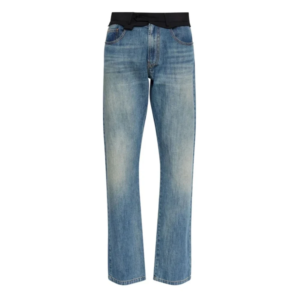 Mm6 Maison Margiela Men's Blue Replaced Waist Jeans - Straight Fit Jeans - W33 - Jeans