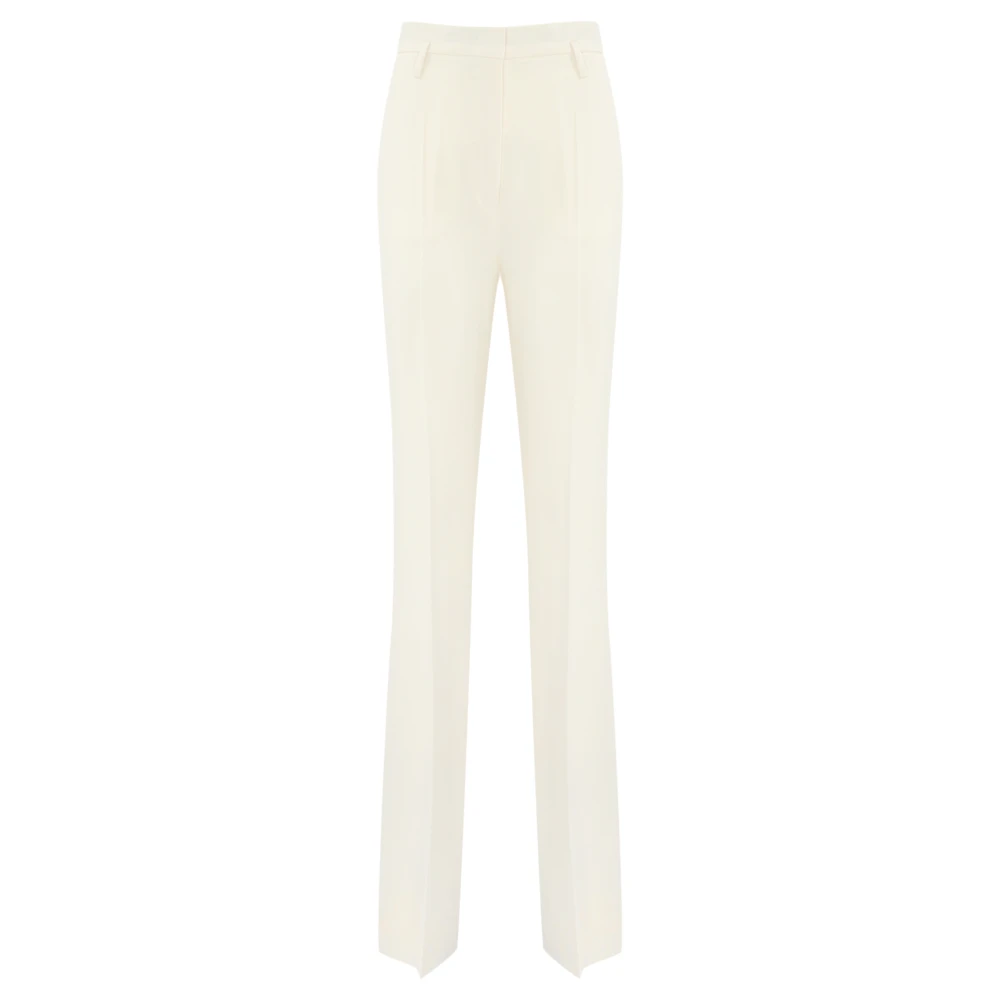 Max Mara Studio Hoge Taille Wijde Broek in Cady Beige Dames