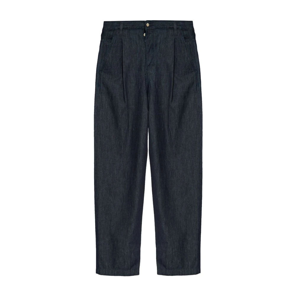 Dries Van Noten Hoge taille denim broek met plooien Blue Heren