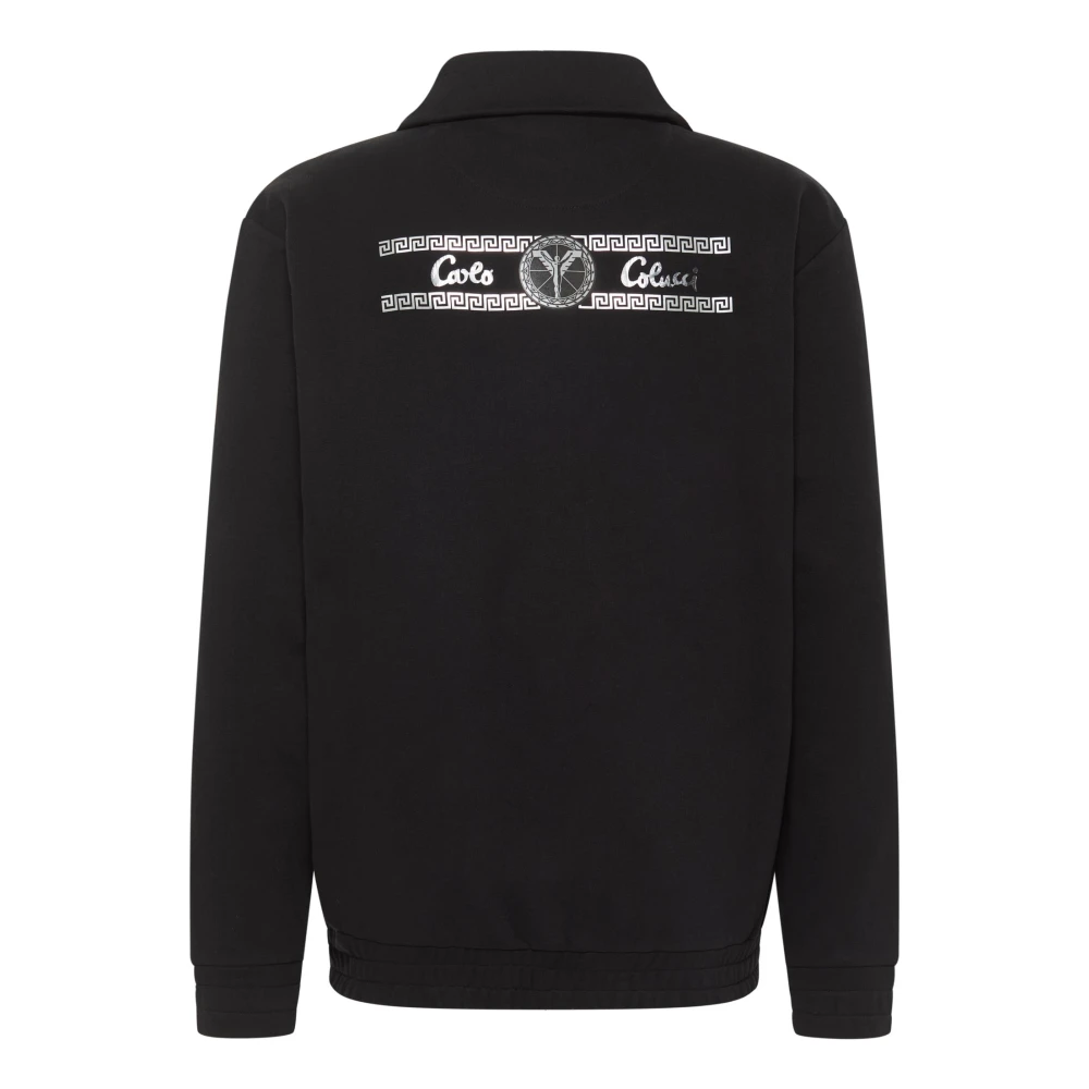 carlo colucci Stijlvol Zip-Through Sweatshirt voor Heren Black Heren