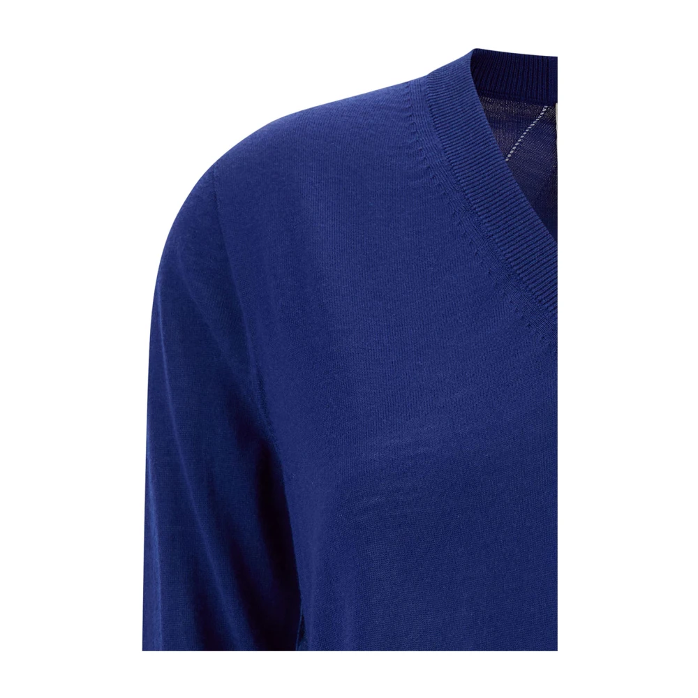 Semicouture Nikita Wool V Neck Sweaters Blue Dames