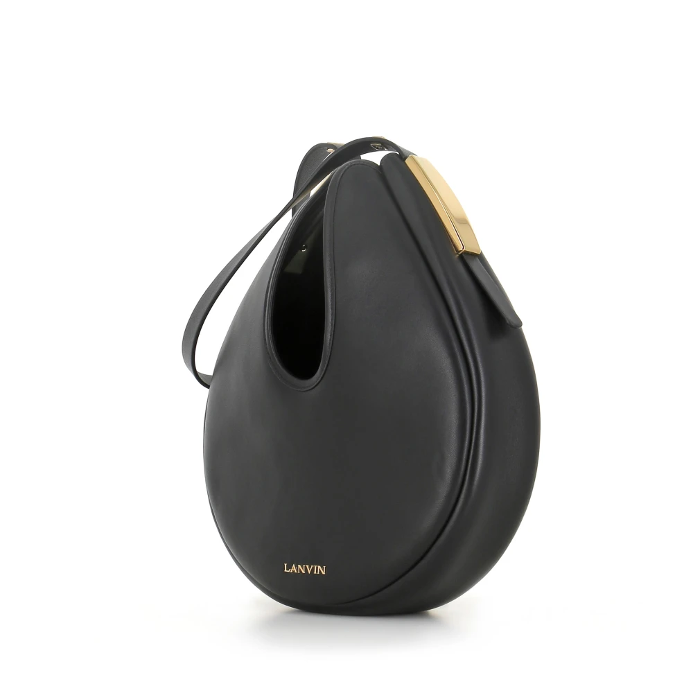 Lanvin Zwarte Leren Druppelvormige Tas Black Dames