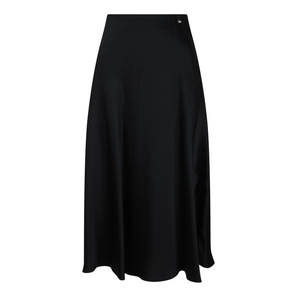 Herno Vloeibare Satijnen Midi Rok Black Dames