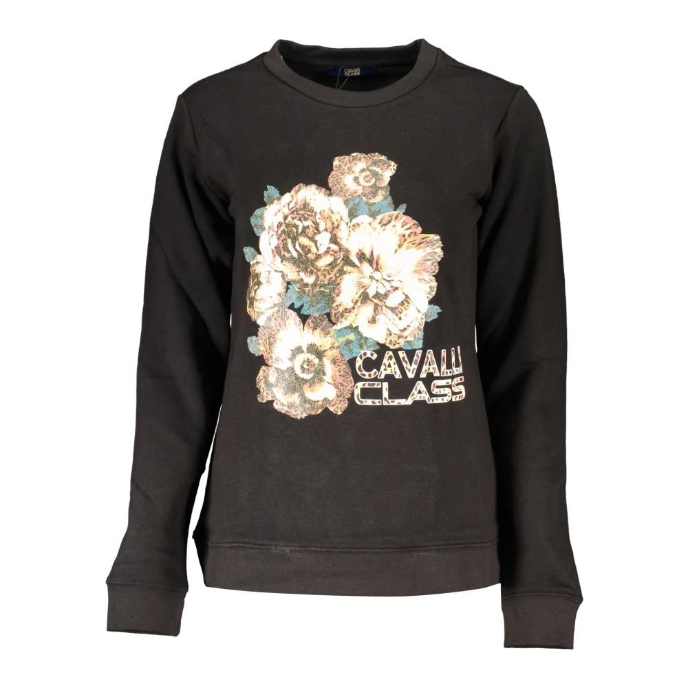 Cavalli Class Zwarte trui met lange mouwen en print Black Dames