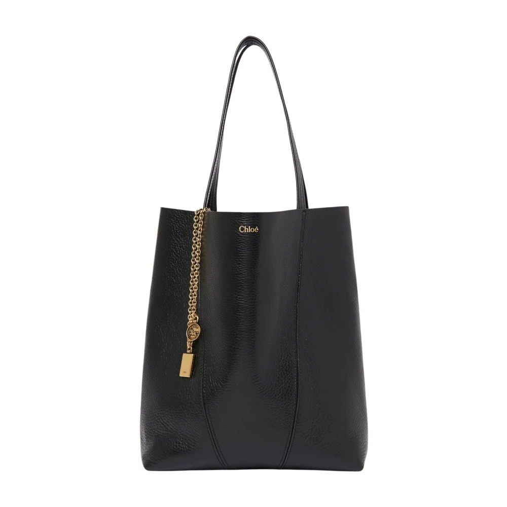 Chloé Zwarte leren handtas met kettinghandvatten Black Dames