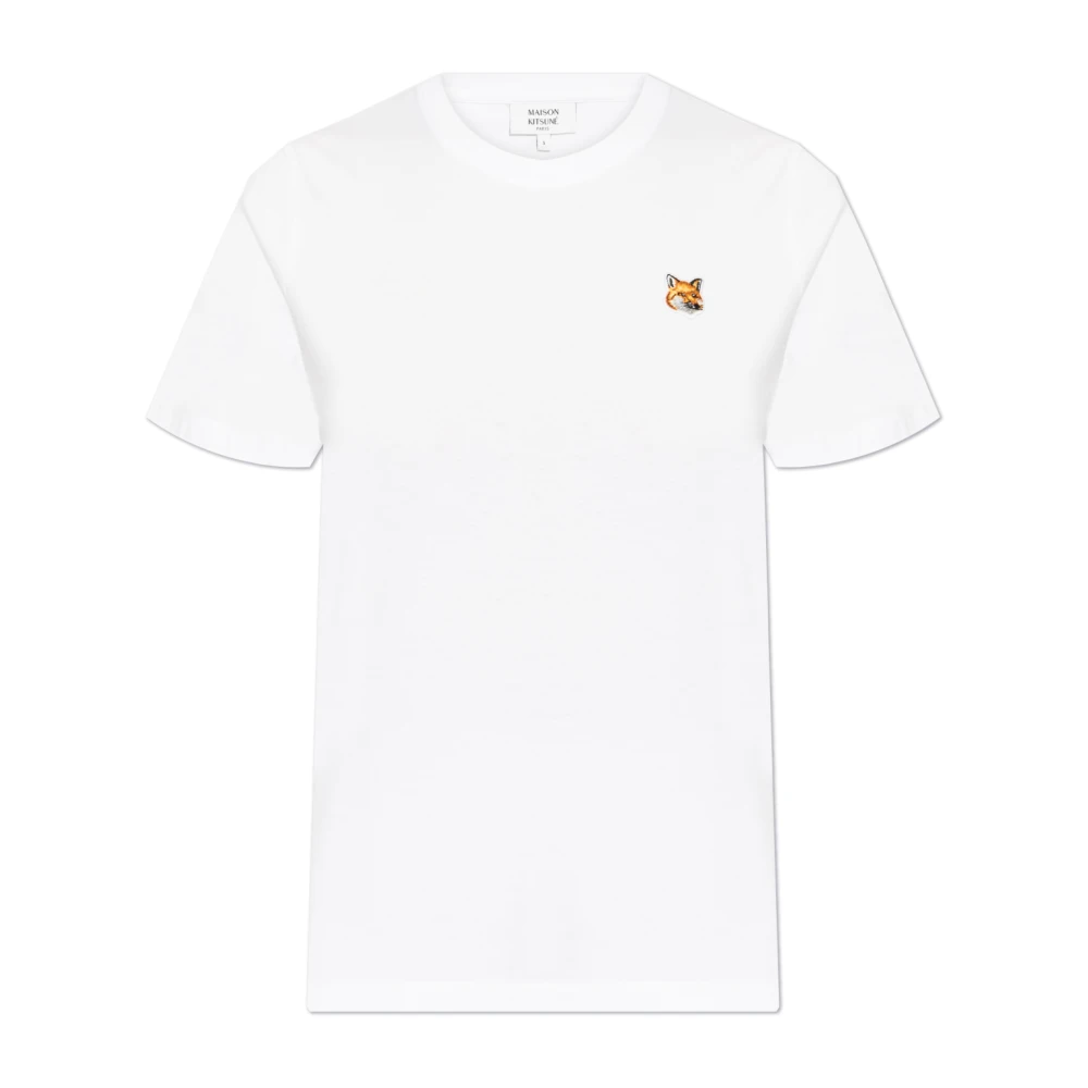Maison Kitsuné T-shirt met logo patch White Dames