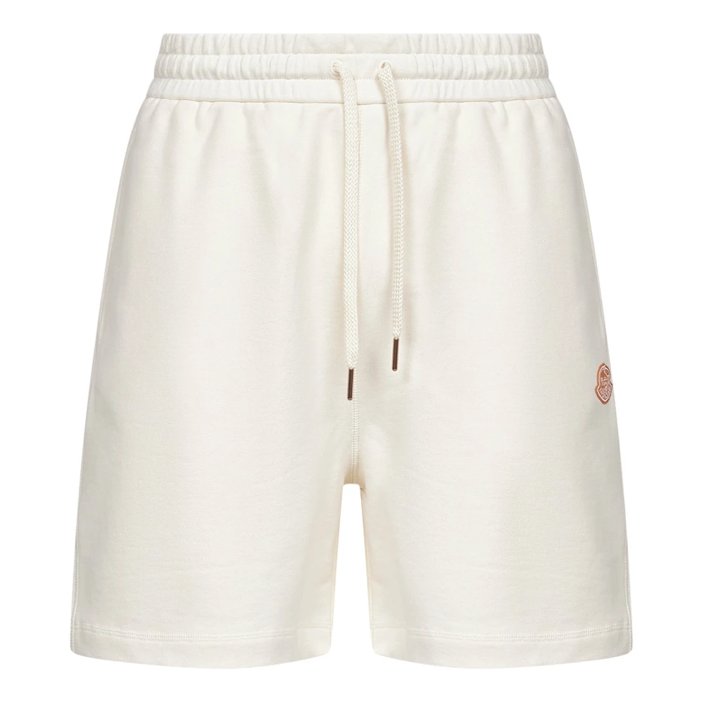Moncler Men's White Shorts With Drawstring Waistband