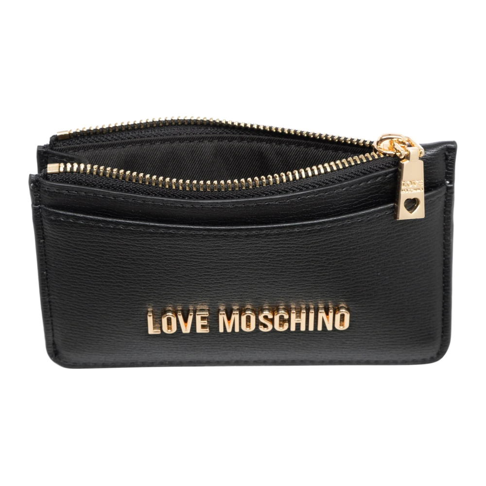 Love Moschino Logo Creditcardhouder met Rits Black Dames