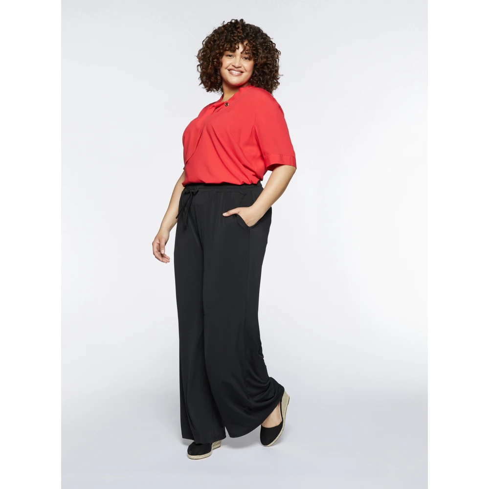 Fiorella Rubino Wijde Pijp Jersey Joggers Black Dames