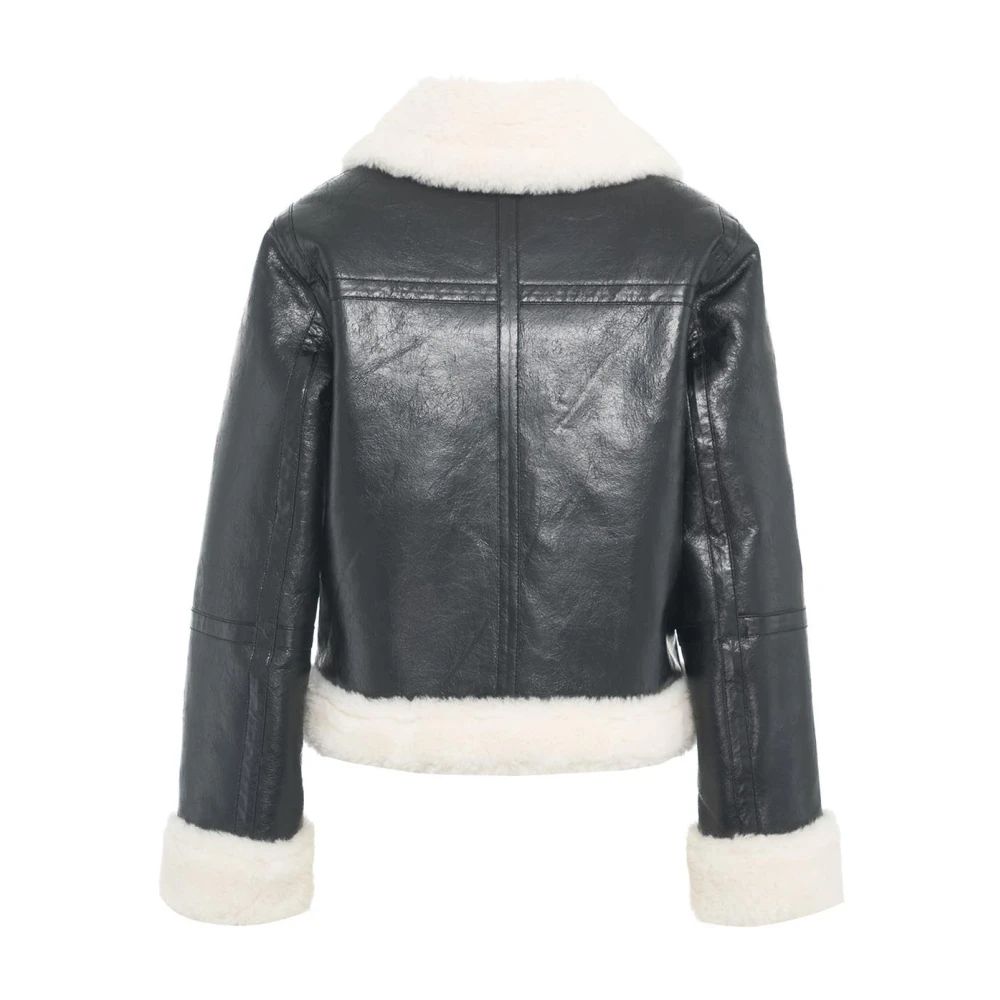Stand Studio Chique Zwarte Aviator Jas Lorelle Black Dames