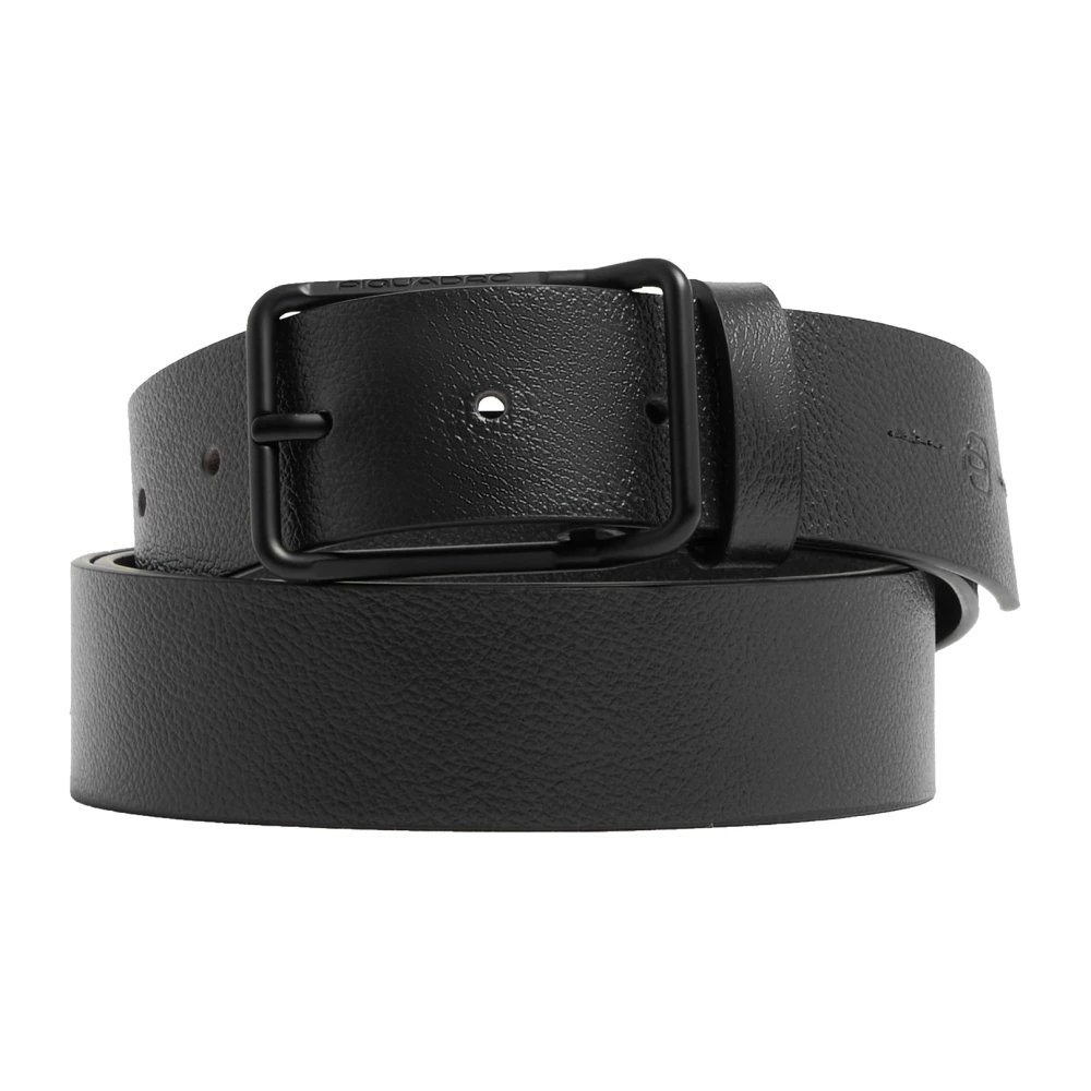 Piquadro Mannelijk Zwart Leren Riem Met Doornsluiting