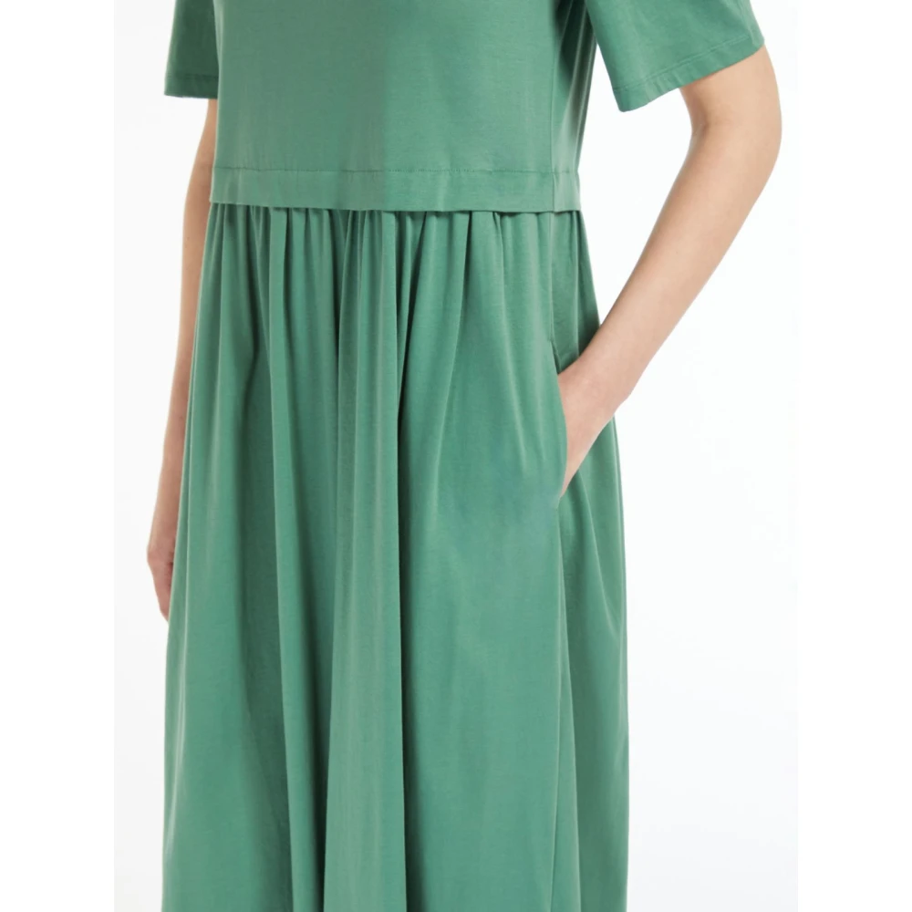 Max Mara Weekend Empire Style Groene Katoenen Jurk Green Dames