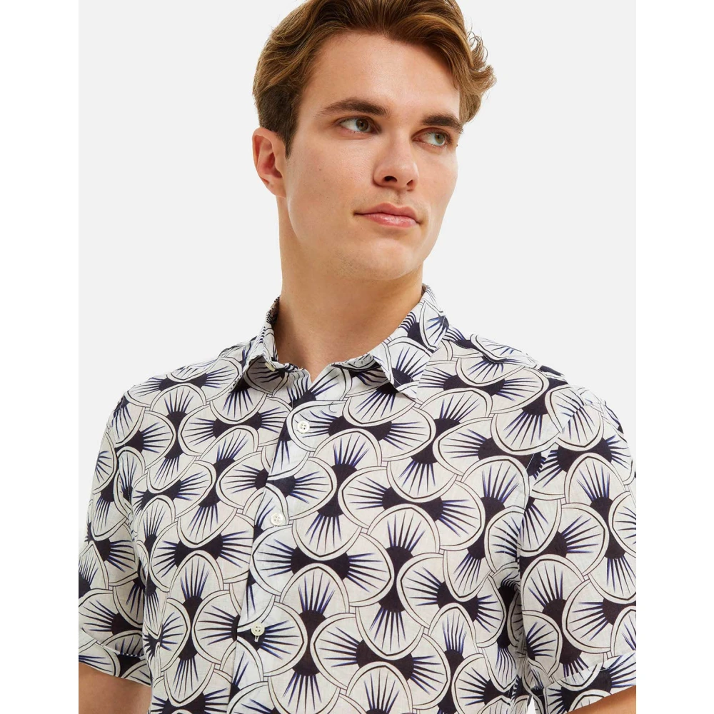 Peninsula Mediterrane Tegelprint Linnen Overhemd Multicolor Heren