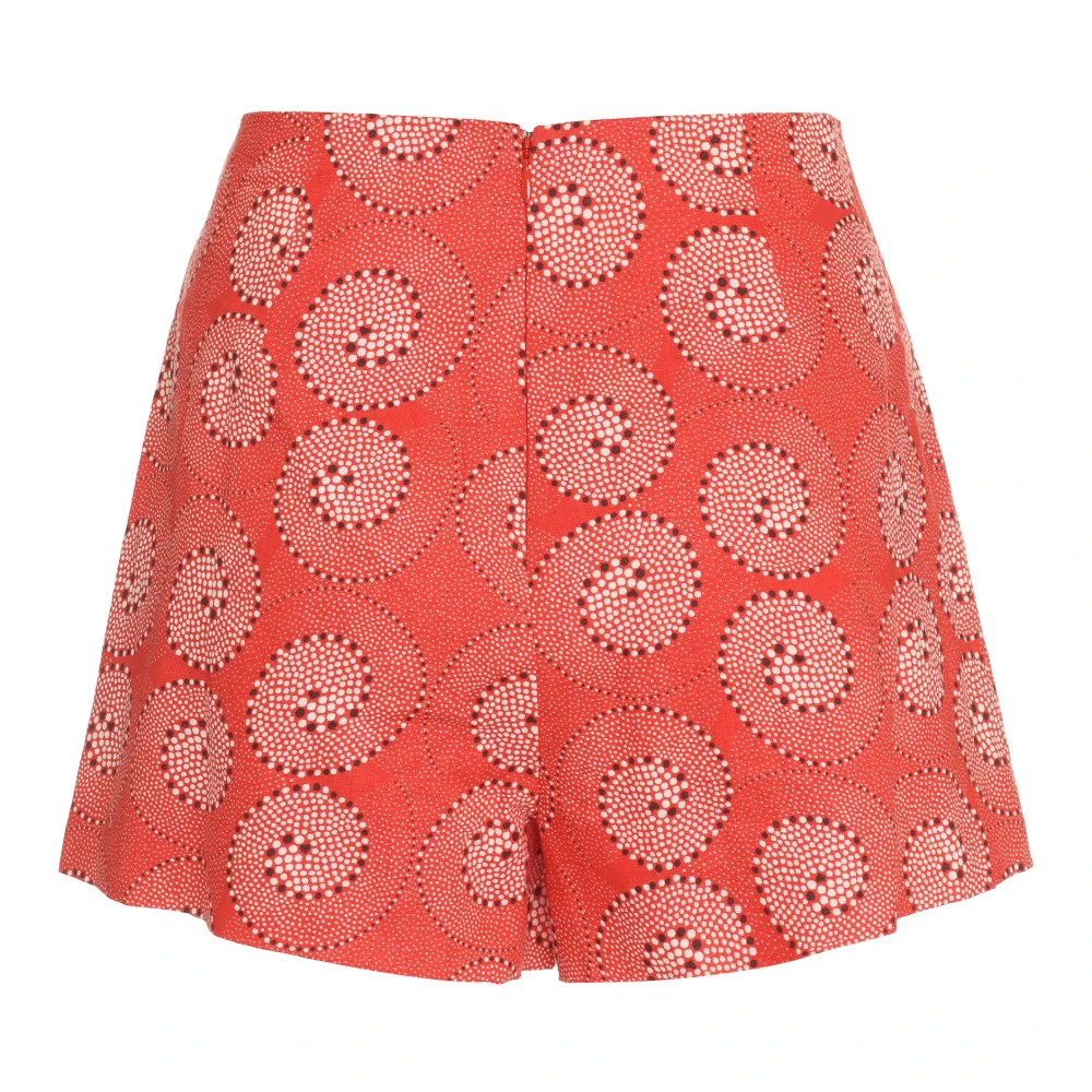 Staud Gedrukte Linnen Katoenen Shorts Red Dames