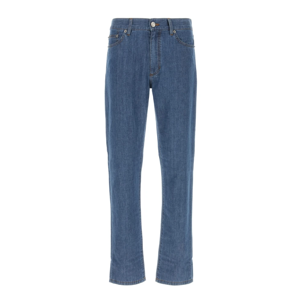 Ermenegildo Zegna Lichtgewicht Katoen en Linnen Denim Jeans Blue Heren