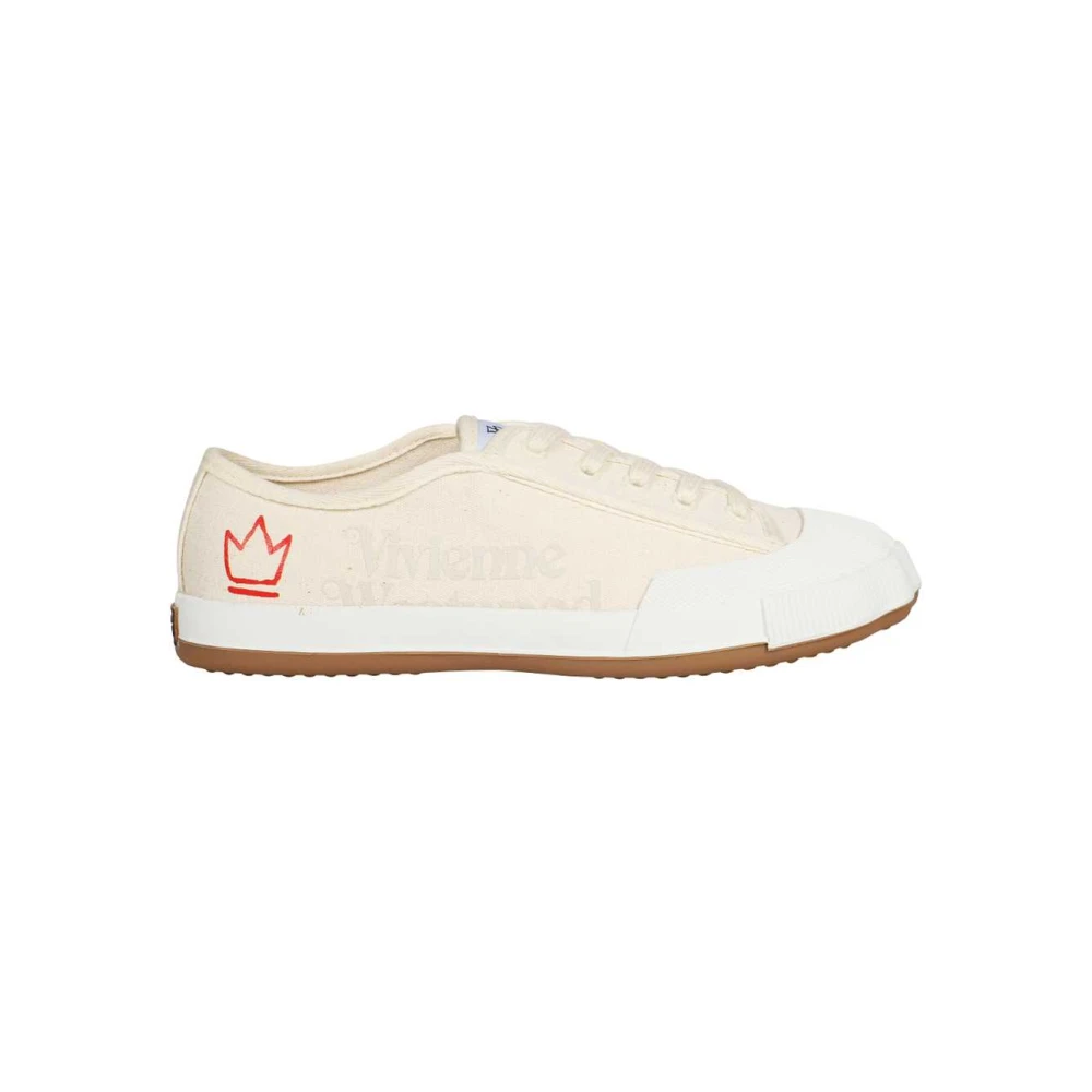 Vivienne Westwood Katoenen Canvas Sneakers Ronde Neus Rubber Heren Schoenen Beige