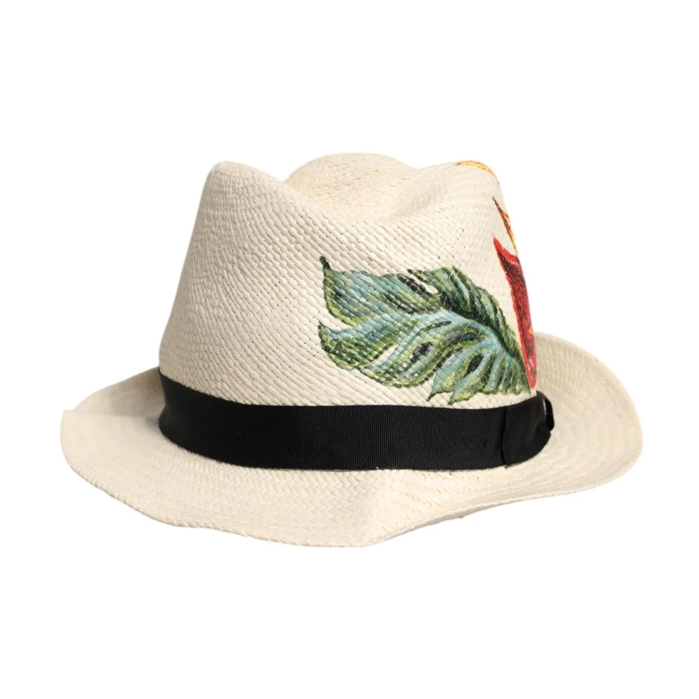 Dolce & Gabbana Men's Beige Accessories, 59 Cm, Floral Print Fedora Hat