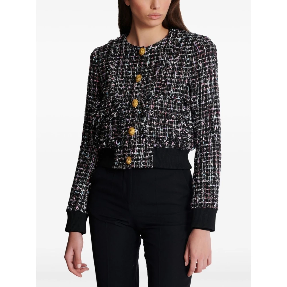 Balmain Kleurrijke Gecombineerde Bomberjas Black Dames
