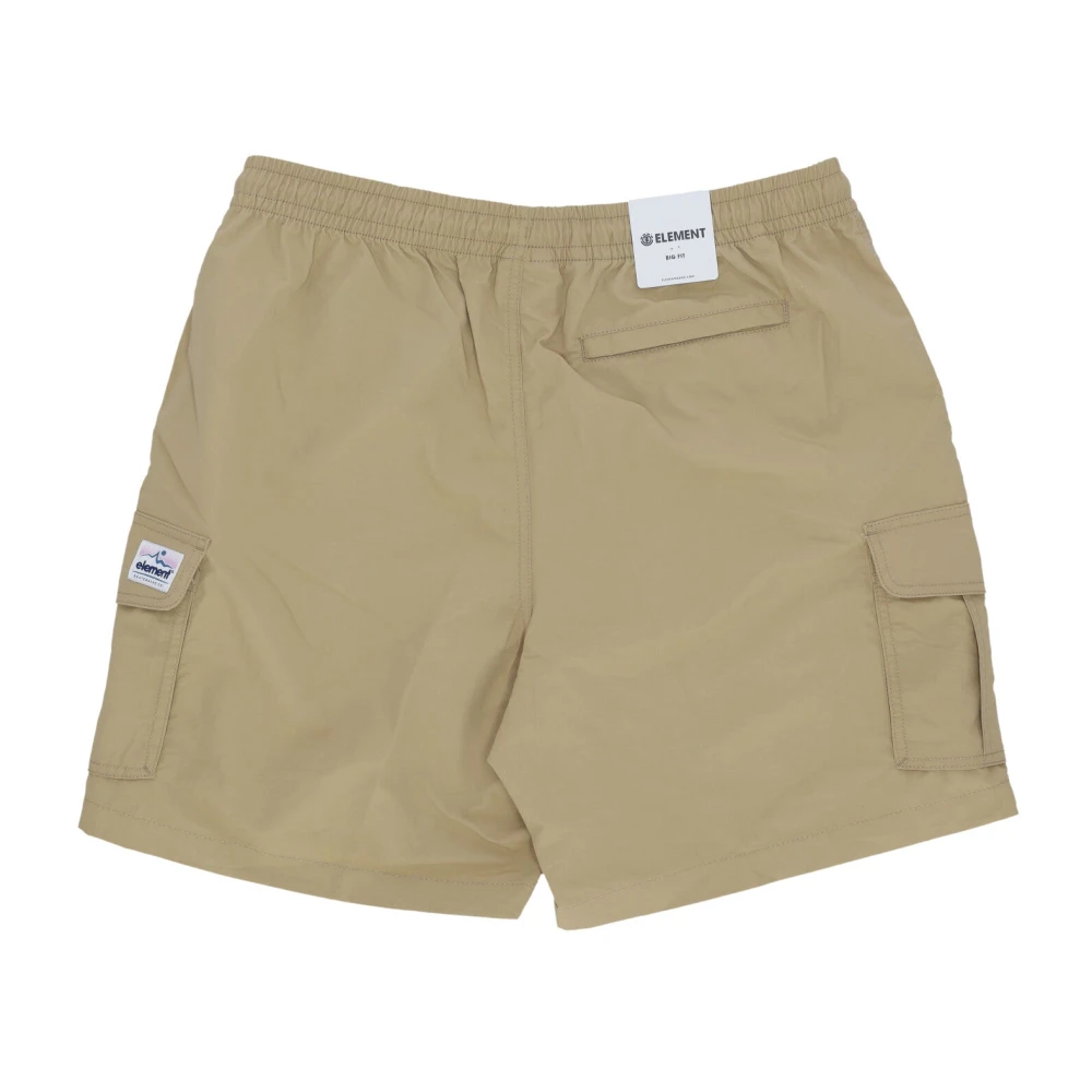 Element Cargo Shorts Khaki Nylon Elastische Trekkoord Beige Heren