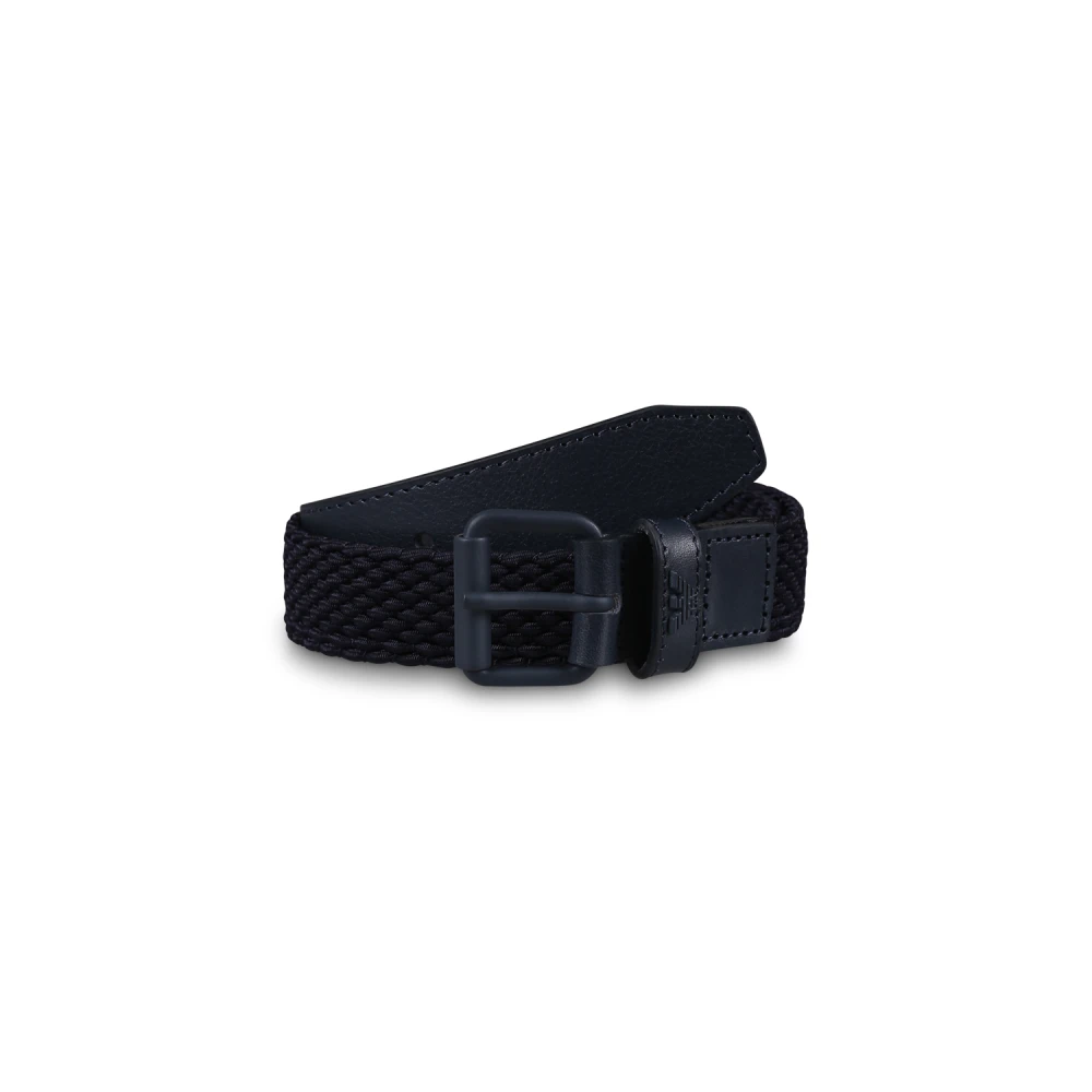 Emporio Armani Unisex Blue Stretch Woven Belt With Buckle