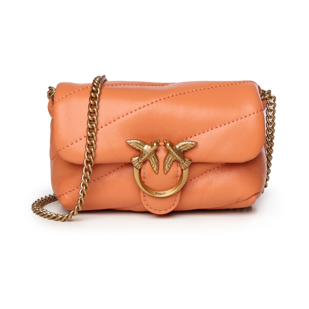 Pinko Gewatteerde leren schoudertas Love Birds Orange Dames