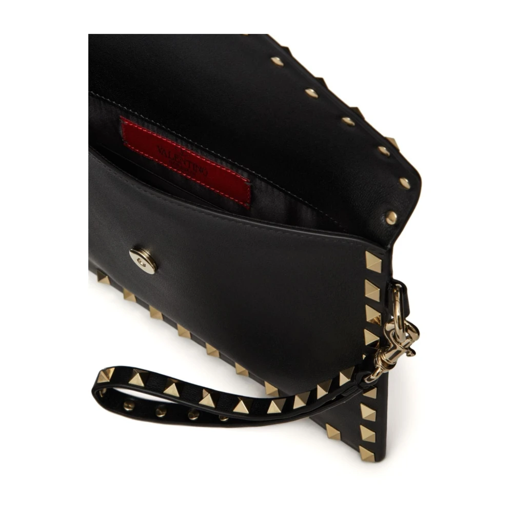 Valentino Garavani Zwarte Leren Studded Pouch Tas Black Dames