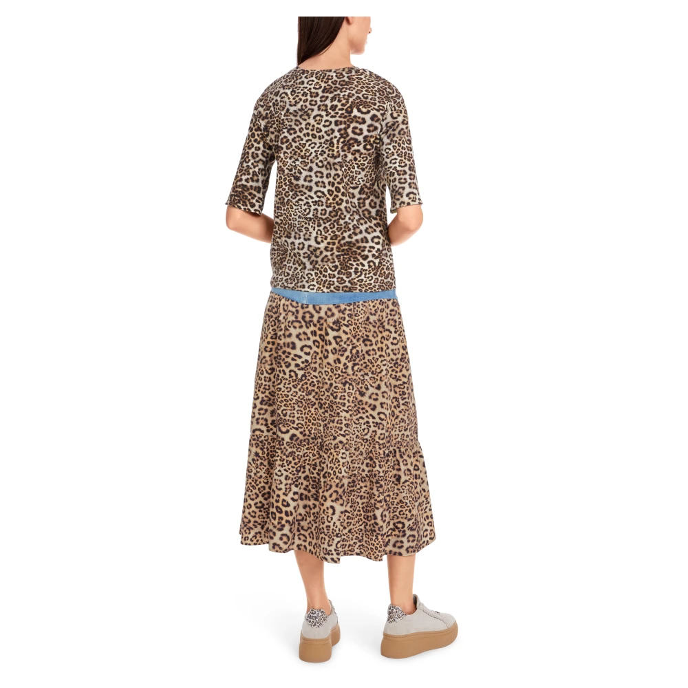 Marc Cain T-shirt met luipaardprint en nauwsluitend Brown Dames