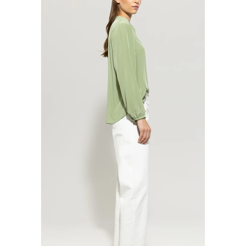 LUISA CERANO Zijden V-hals Tuniek Blouse Green Dames