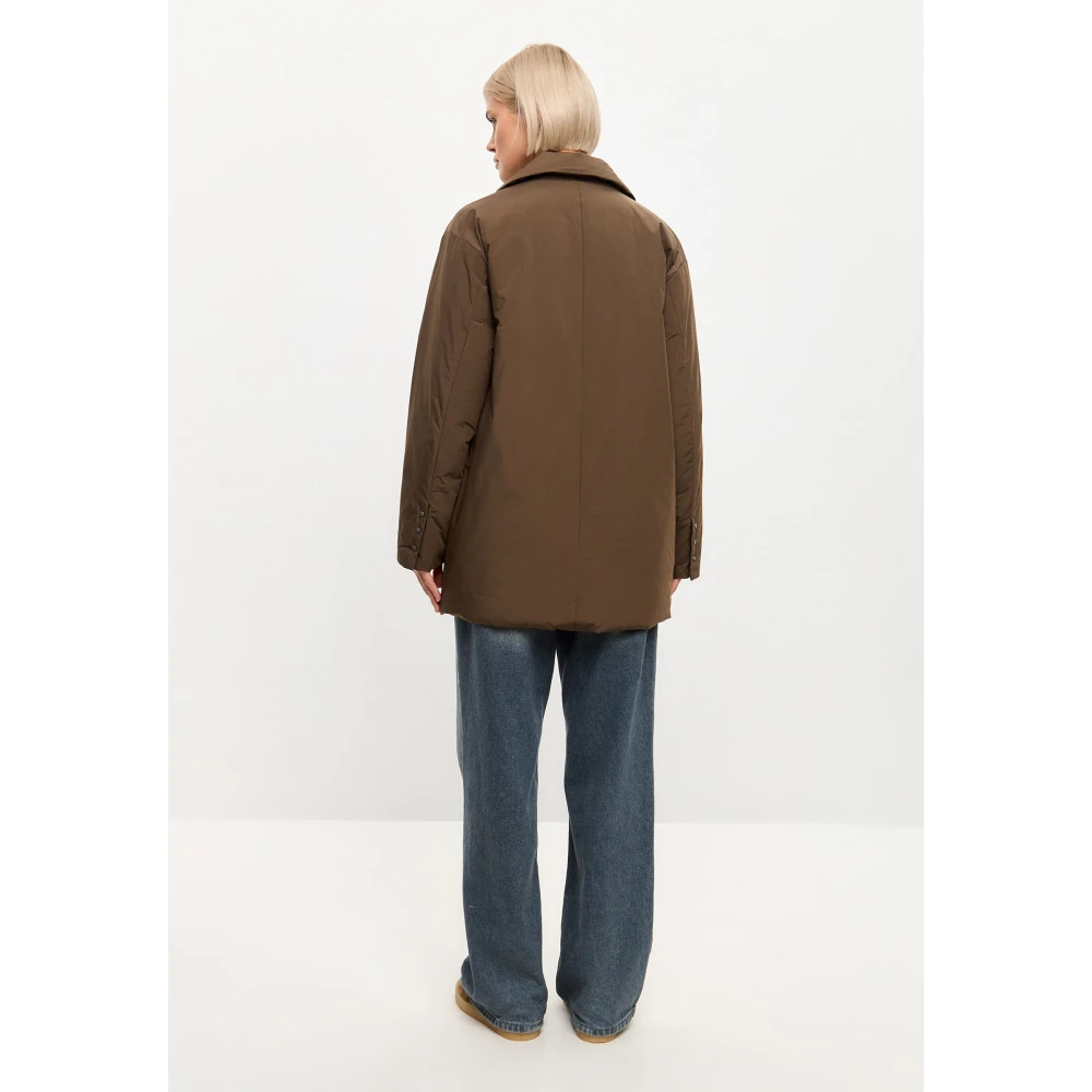 Cesare Gaspari Geriemde Gewatteerde Blazer Bruin Brown Dames