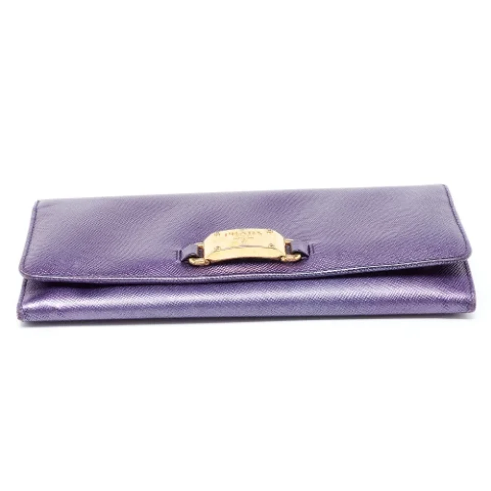 Prada Vintage Pre-owned Leather wallets Purple Dames