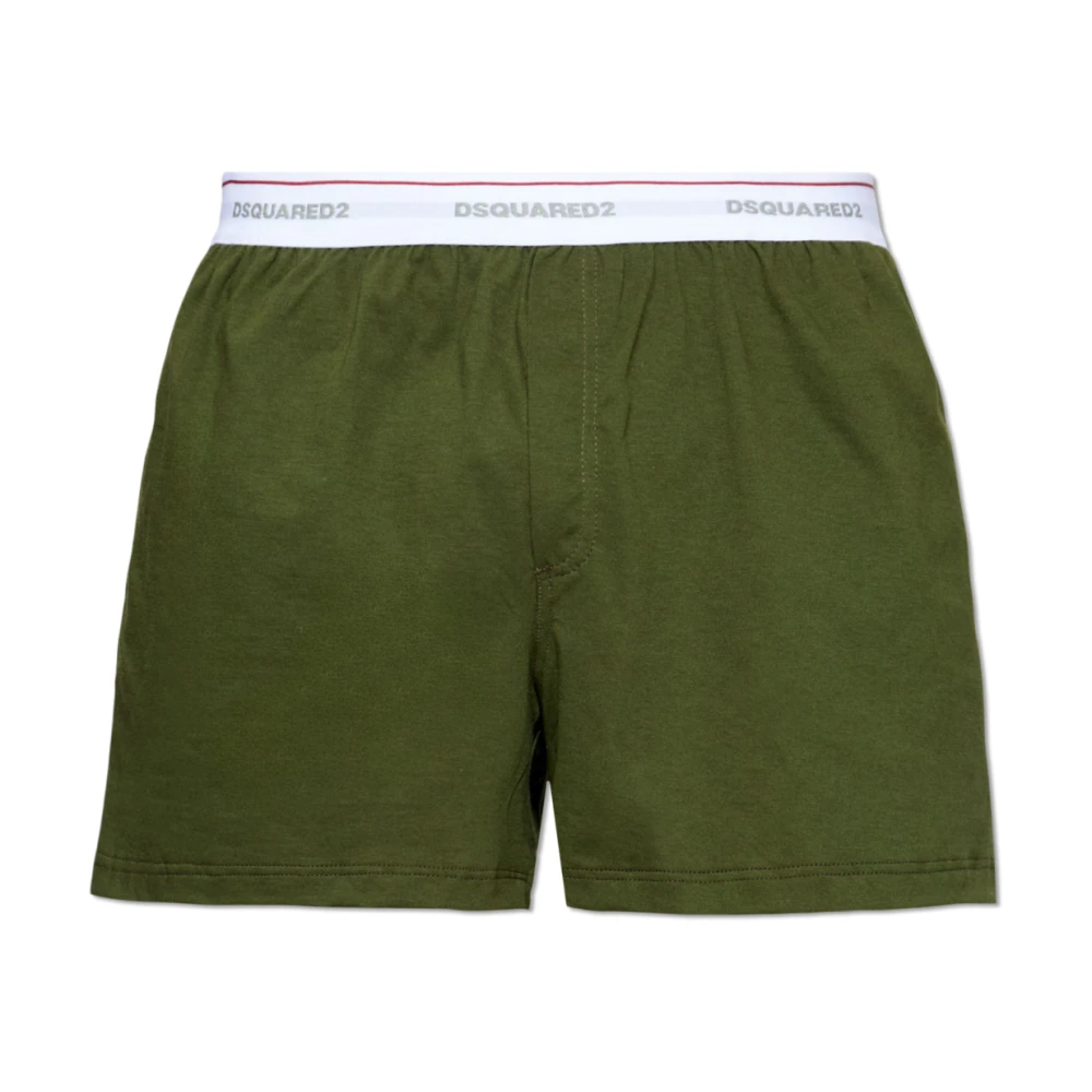 Dsquared2 Uomo Verde - Boxer Briefs In Cotone Con Logo - Underwear - S