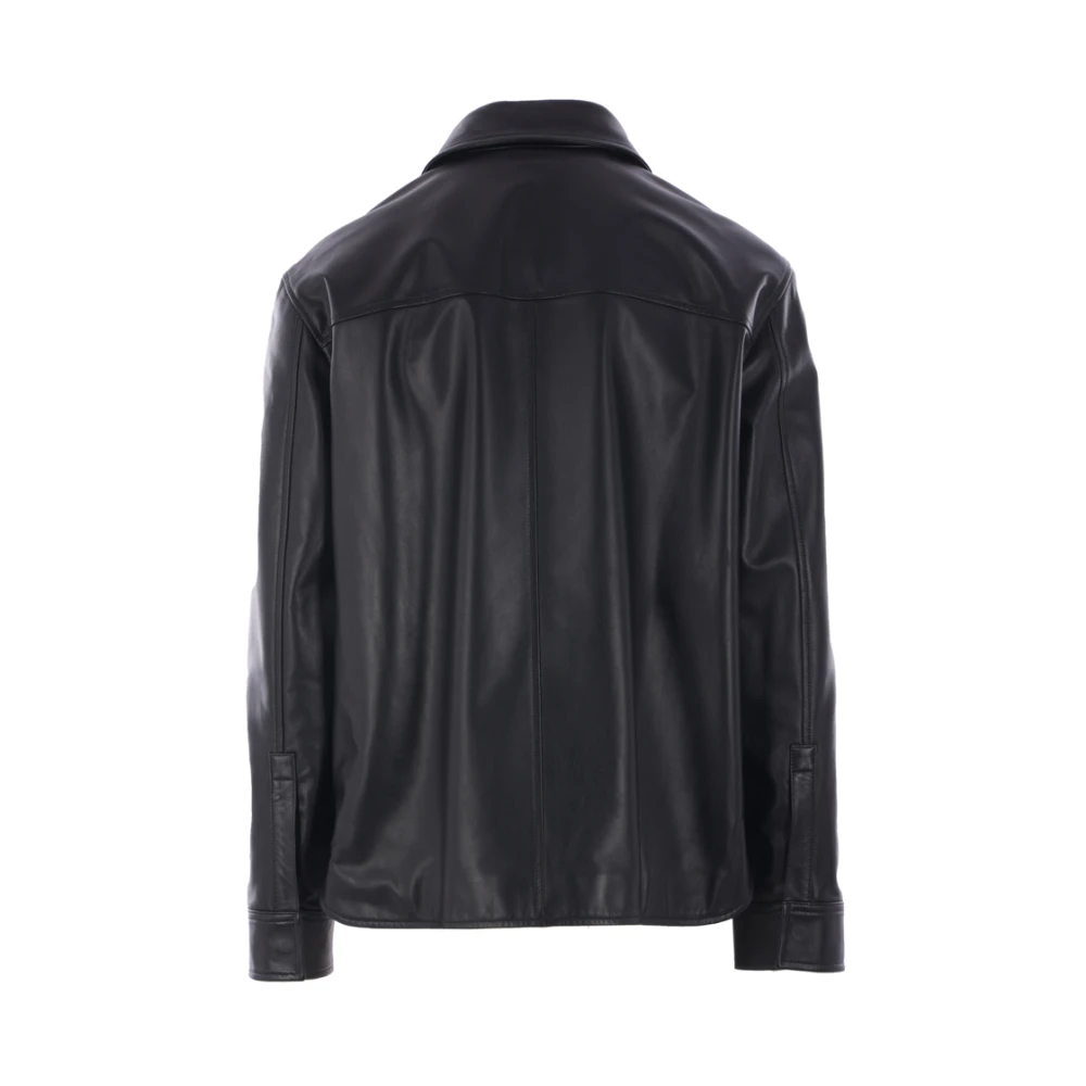 Loewe Zwarte leren overhemdjasje Black Heren