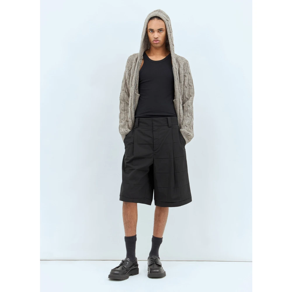 Jacquemus Geplooide katoenmix op maat gemaakte shorts Black Heren