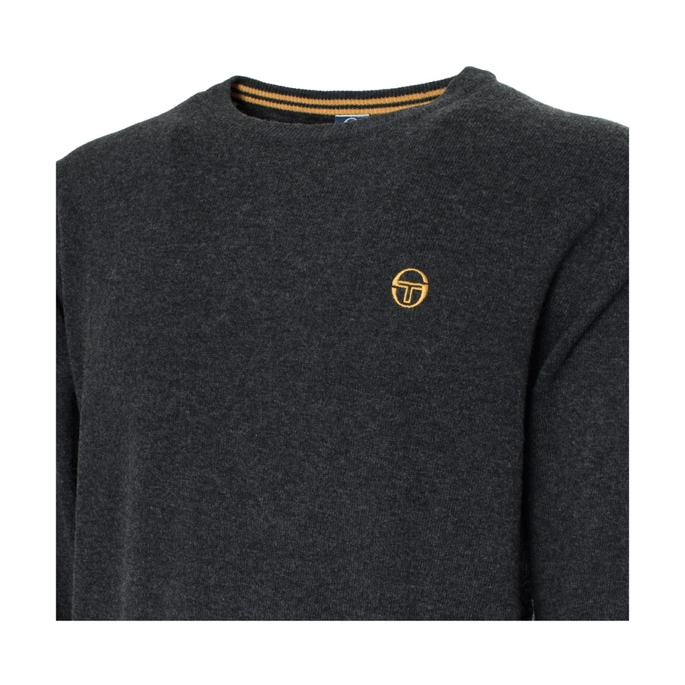 Sergio Tacchini Ronde hals kasjmier wolmix trui met zichtbaar logo Gray Heren