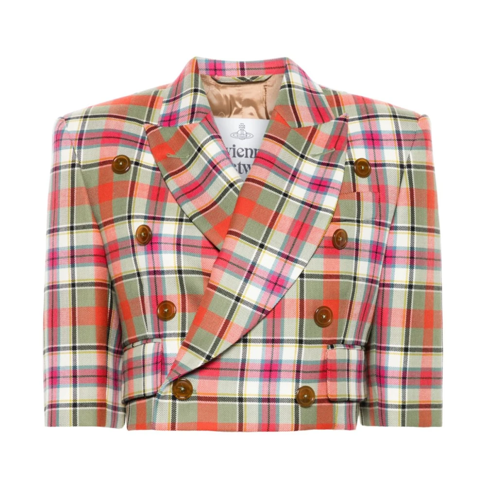 Vivienne Westwood Geruite Patroon Wollen Jas Groen Multikleur Multicolor Dames