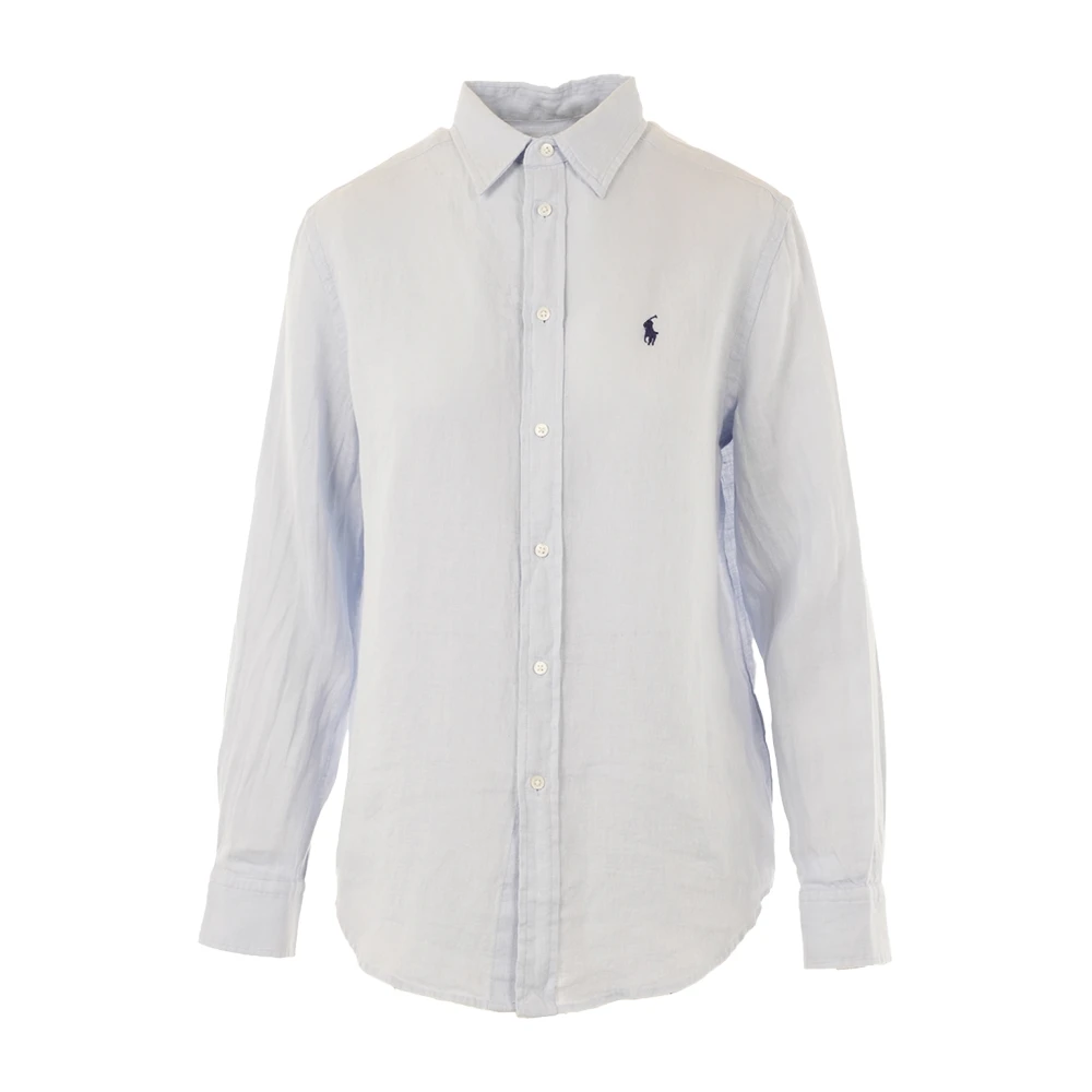 Polo Ralph Lauren Blå Klassisk Långärmad Skjorta Med Knäppning Fram