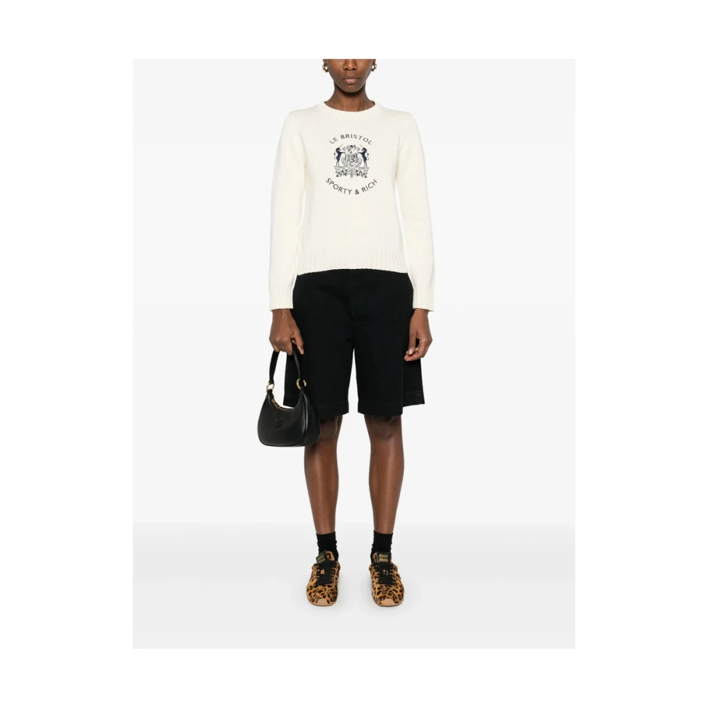 Sporty & Rich Ecru Crew Neck Sweater Beige Dames
