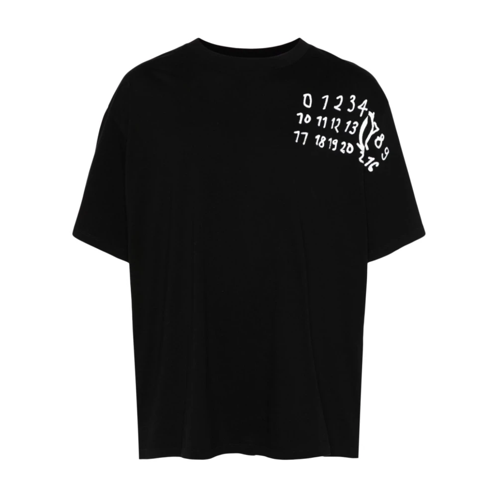 MM6 Maison Margiela Zwart Katoenen Jersey Crew Neck T-shirt Black Heren