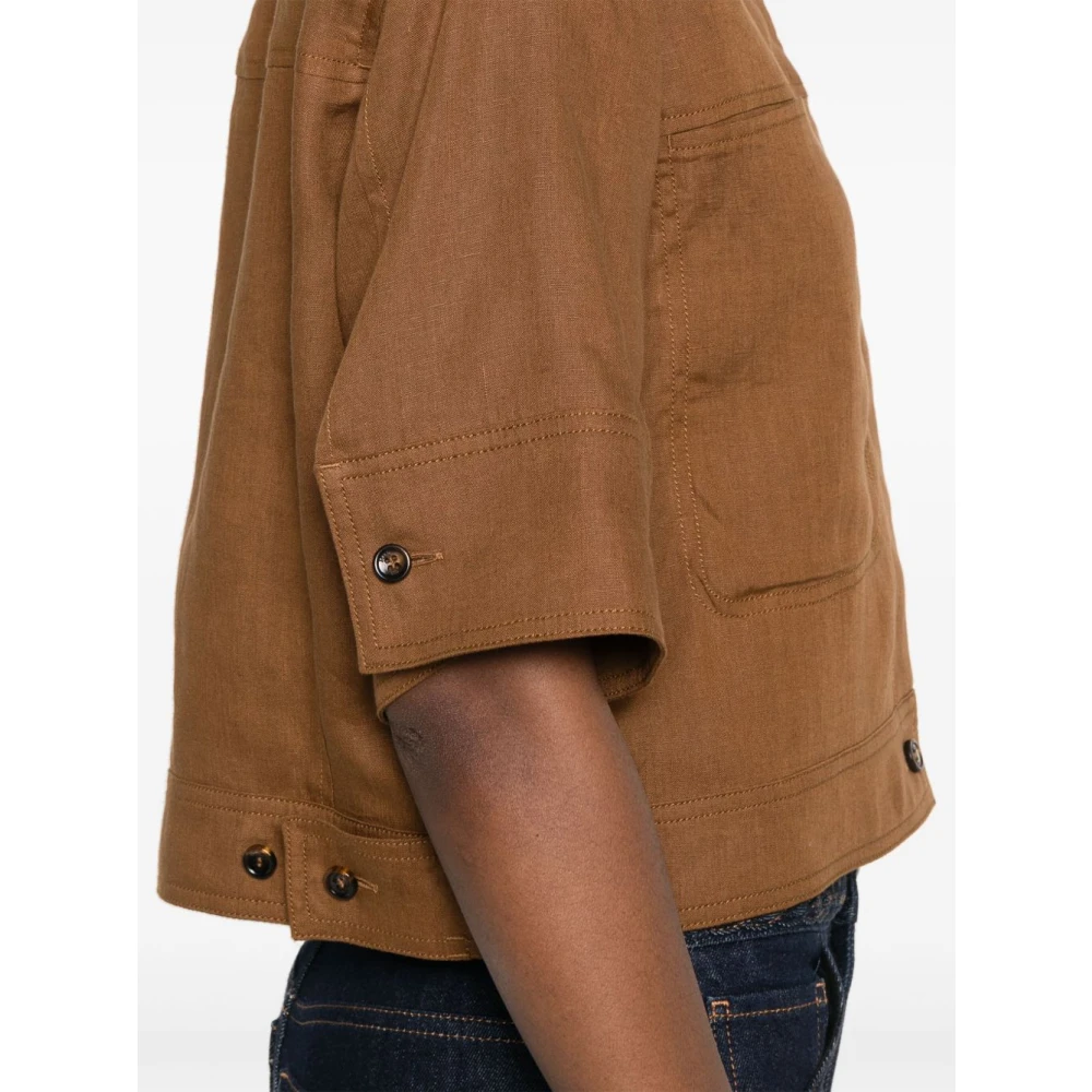 Max Mara Bruin leren overhemd met zakken Brown Dames